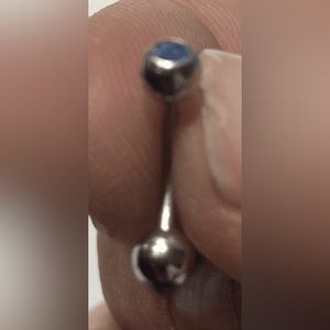 Blue Gem & Silver Belly Ring